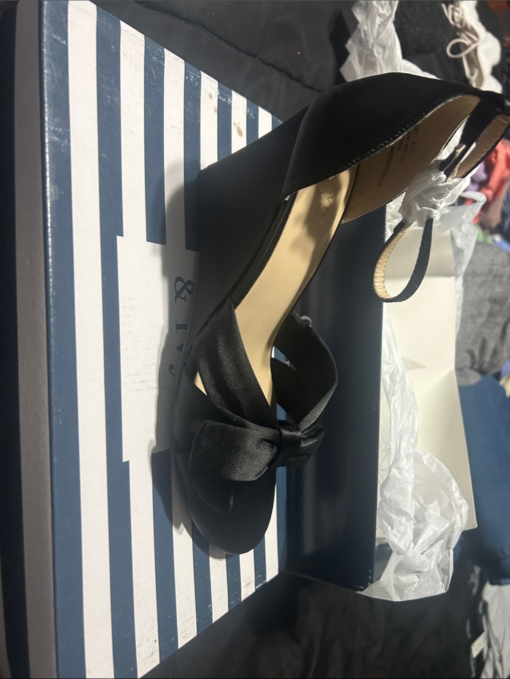 Glint Black Knot-Toe D'Orsay Ankle-Strap Heels
